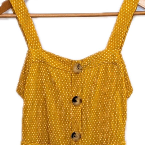 Mango | Cropped Wide Leg Polka Dot Jumpsuit in Mustard Yellow | Size Small - Picture 5 of 10